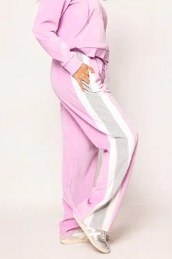 Kailey Velour Track Pants in Pink