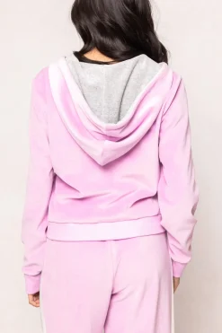 Kailey Zip Up Velour Sweatshirt in Pink