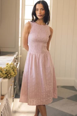 Karla Dress in Pink Striped Gingham