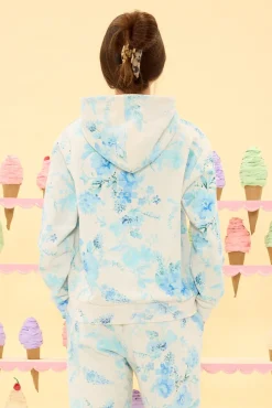 Kian Hooded Sweatshirt in Blue Aquarelle Fleur