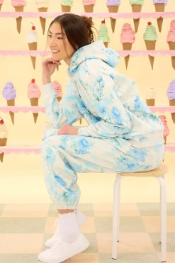 Kian Hooded Sweatshirt in Blue Aquarelle Fleur