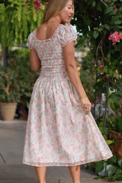 Kyla Dress in Watercolor Orchids