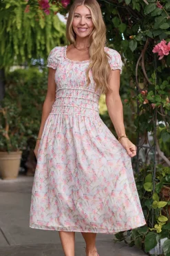 Kyla Dress in Watercolor Orchids