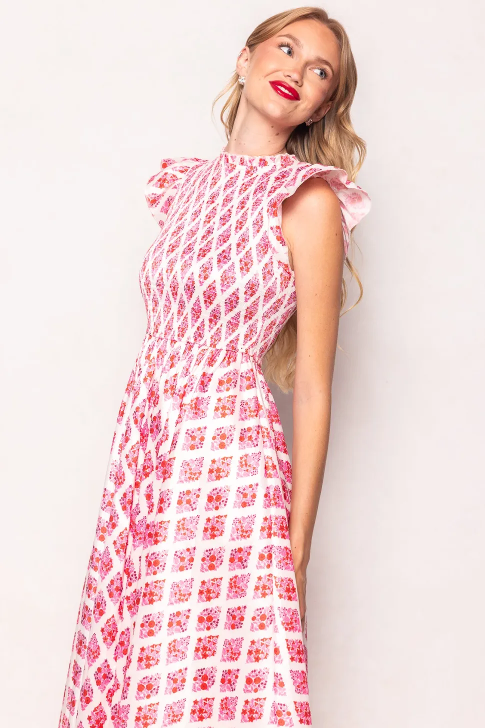 Kylie Dress in Rouge Lattice Floral