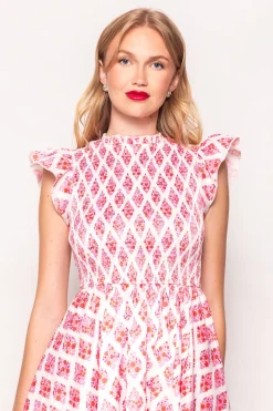 Kylie Dress in Rouge Lattice Floral