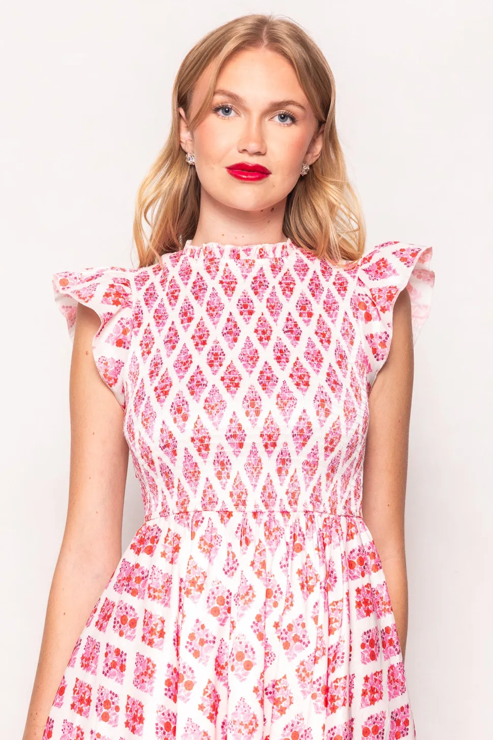 Kylie Dress in Rouge Lattice Floral