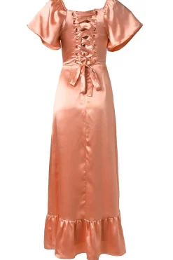 Maddie Dress in Apricot Crush Satin