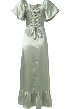Maddie Dress in Sage Satin