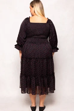 Madeline Dress in Black Ditsy Floral
