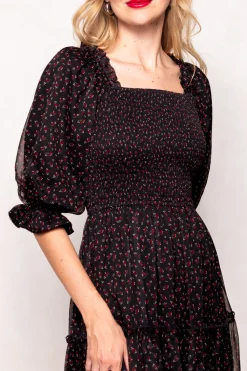 Madeline Dress in Black Ditsy Floral