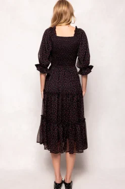 Madeline Dress in Black Ditsy Floral