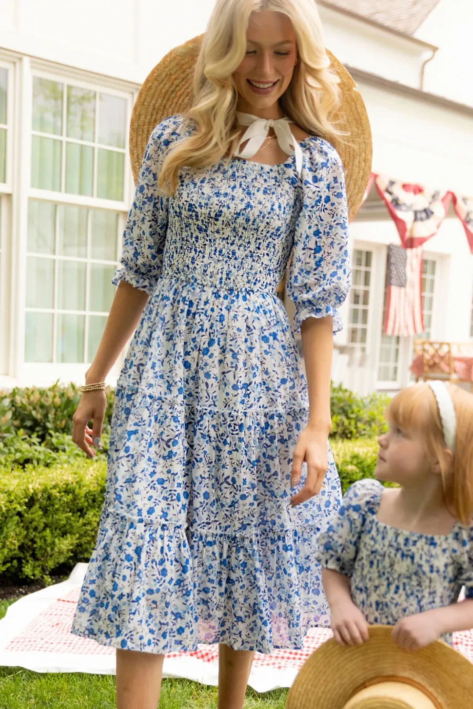 Madeline Dress in Ditsy Cobalt Floral