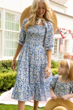 Madeline Dress in Ditsy Cobalt Floral