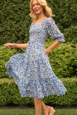 Madeline Dress in Ditsy Cobalt Floral