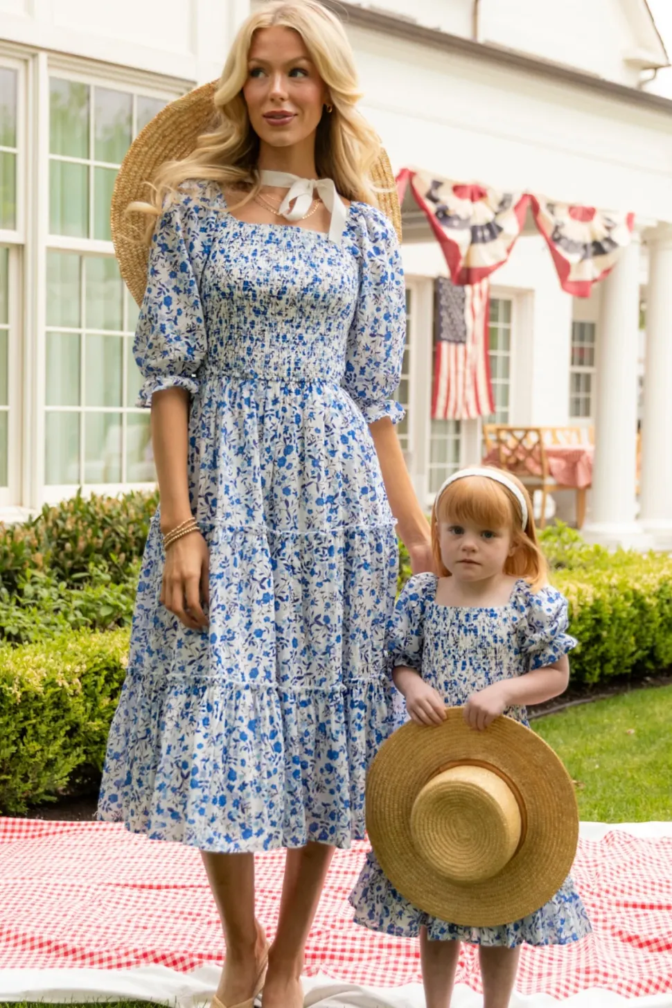 Madeline Dress in Ditsy Cobalt Floral