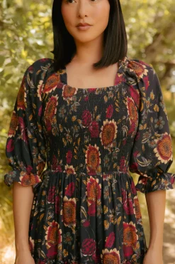 Madeline Dress in Moody Sunflower