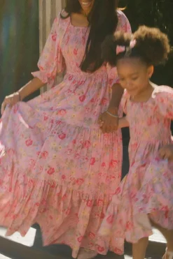 Madeline Maxi Dress in Pink Vintage Poppies