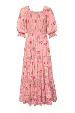 Madeline Maxi Dress in Pink Vintage Poppies