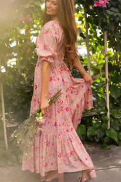 Madeline Maxi Dress in Pink Vintage Poppies