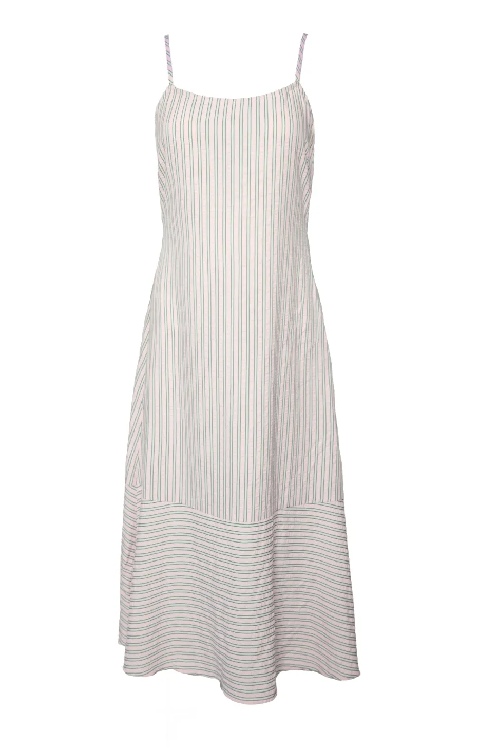 Marbella Dress in Green & Pink Pinstripe