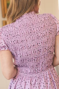 Marcell Dress in Purple Polka Dot