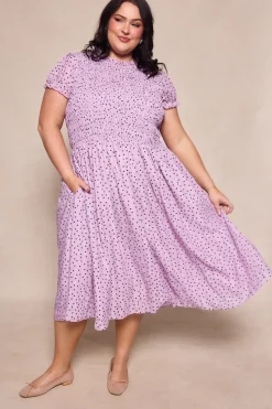 Marcell Dress in Purple Polka Dot