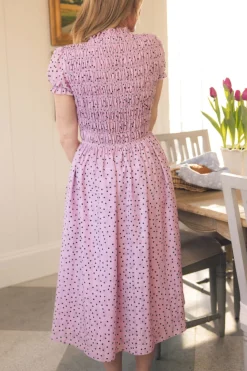 Marcell Dress in Purple Polka Dot
