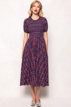 Mariah Dress in Mariner Tartan