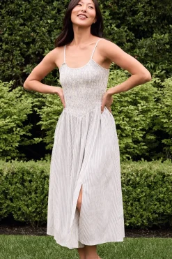 Maxwell Dress in Blue & White Pinstripe