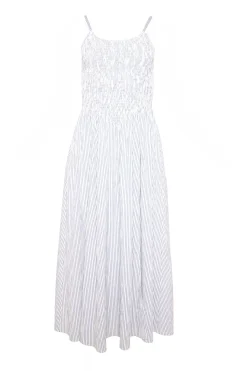 Maxwell Dress in Blue & White Pinstripe