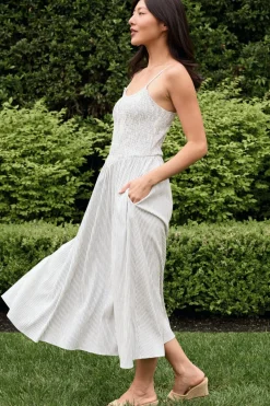 Maxwell Dress in Blue & White Pinstripe