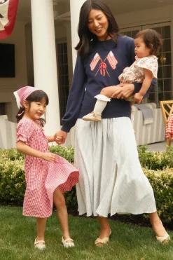 Maxwell Dress in Blue & White Pinstripe