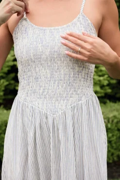 Maxwell Dress in Blue & White Pinstripe