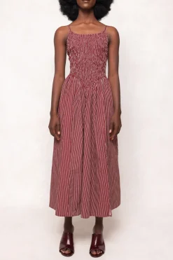 Maxwell Dress in Burgundy Pinstripe