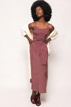 Maxwell Dress in Burgundy Pinstripe