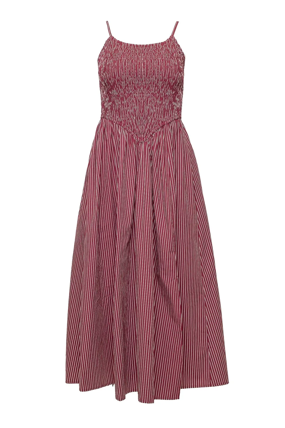 Maxwell Dress in Burgundy Pinstripe