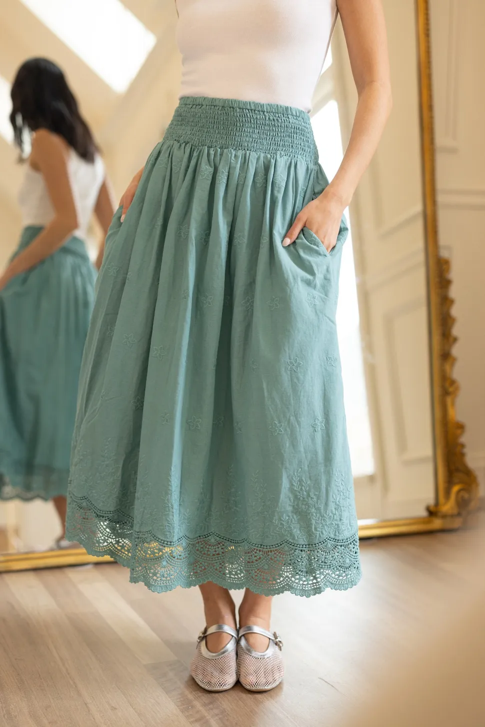 Messina Skirt in Dusty Teal