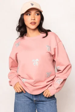 Micah Crew Neck Sweatshirt in Pink & Bows