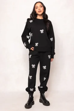 Micah Crew Neck Sweatshirt in Black & Bows