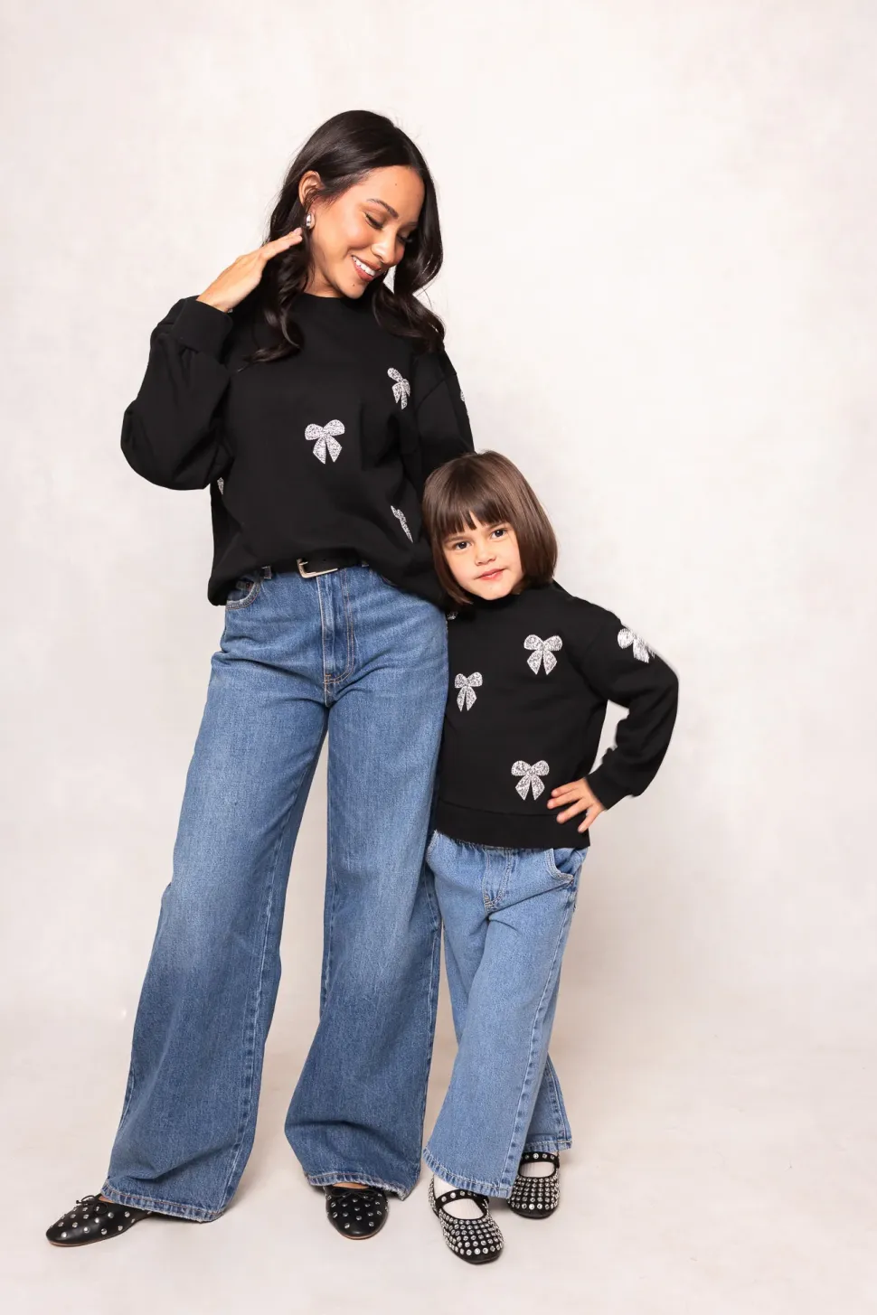 Micah Crew Neck Sweatshirt in Black & Bows