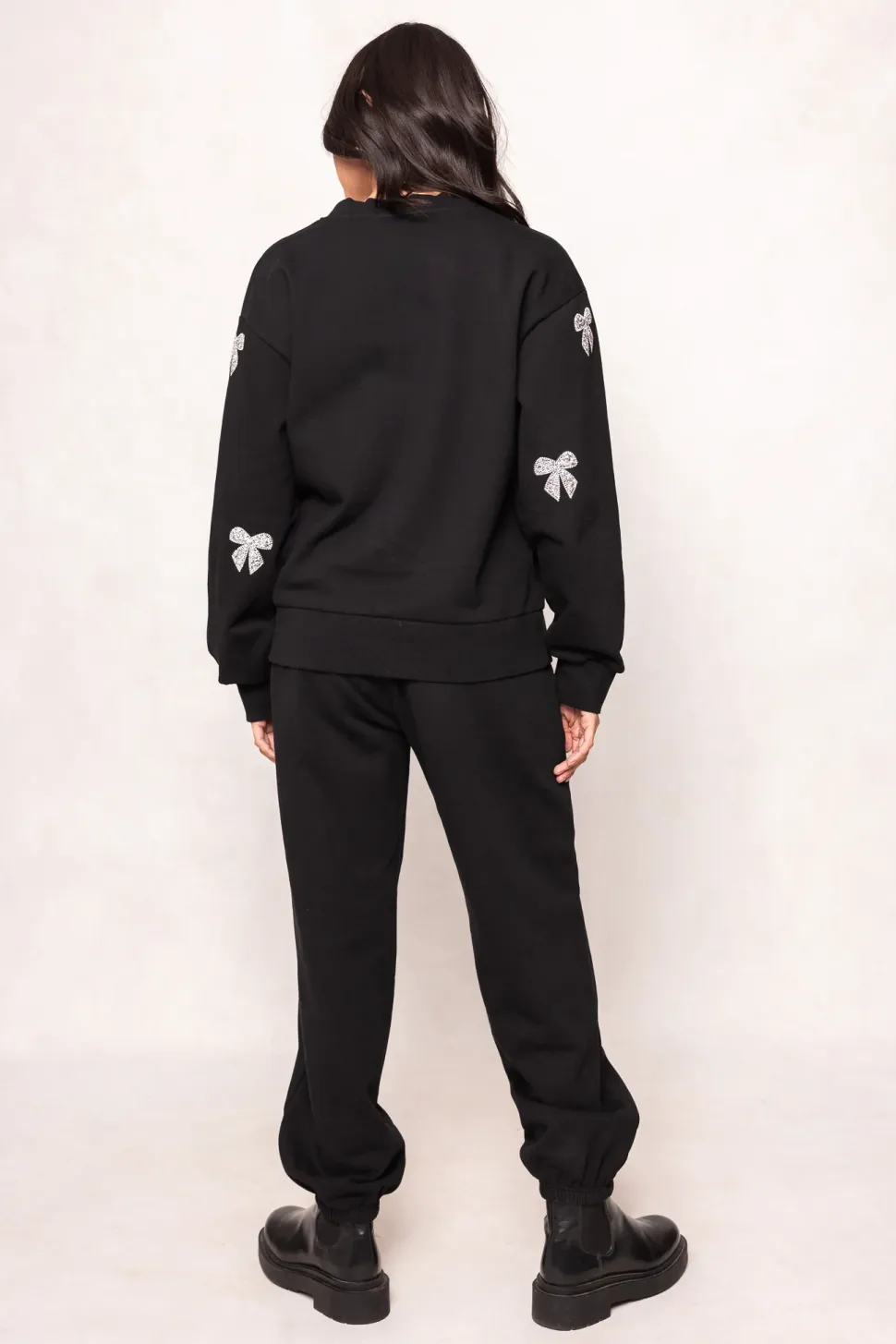 Micah Crew Neck Sweatshirt in Black & Bows