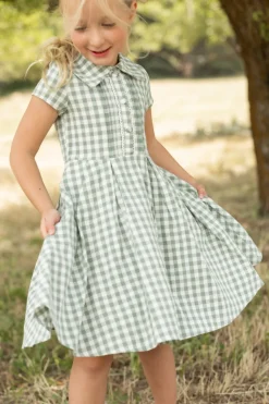 Mini Amber Dress in Sage Gingham