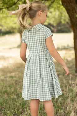Mini Amber Dress in Sage Gingham