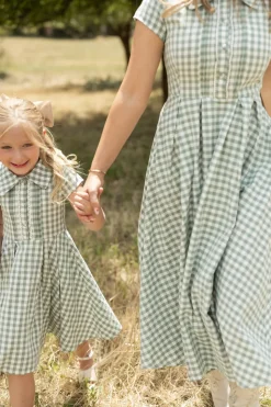 Mini Amber Dress in Sage Gingham