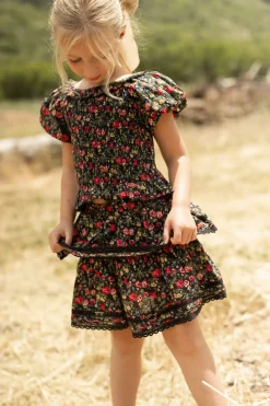 Mini Annalise Skirt in Obsidian Vintage Poppies