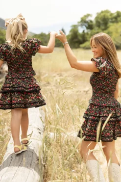 Mini Annalise Skirt in Obsidian Vintage Poppies
