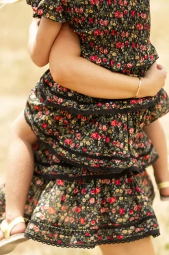 Mini Annalise Skirt in Obsidian Vintage Poppies