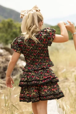 Mini Annalise Top in Obsidian Vintage Poppies