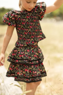 Mini Annalise Top in Obsidian Vintage Poppies