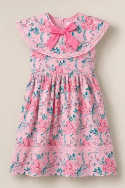 Mini Aster Dress in Pink Sketched Flower